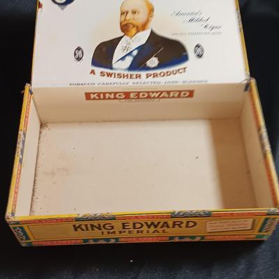 Prince Albert container with King Edward Cigar box and two tobacco tins