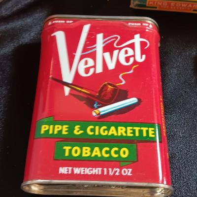 Prince Albert container with King Edward Cigar box and two tobacco tins