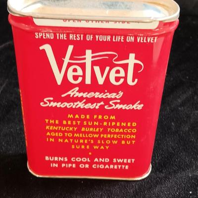 Adolph Coors ceramic ash tray with Velvet tobacco tin