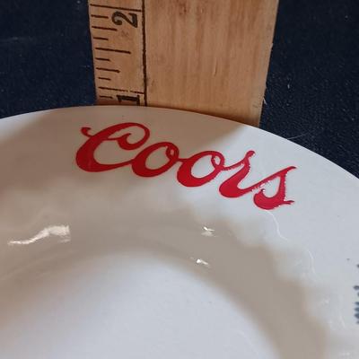 Adolph Coors ceramic ash tray with Velvet tobacco tin