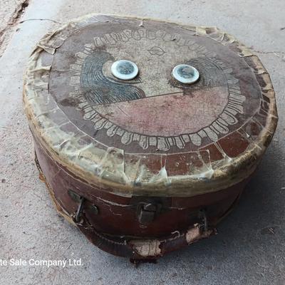 Vintage toy buggy stroller with baby doll and luggage of doll clothes