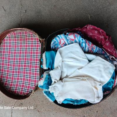 Vintage toy buggy stroller with baby doll and luggage of doll clothes