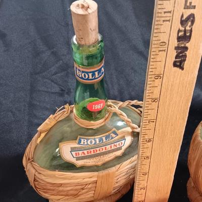 Two wicker covered Italian alcohol bottles with Florida Oranges salt & Pepper shakers