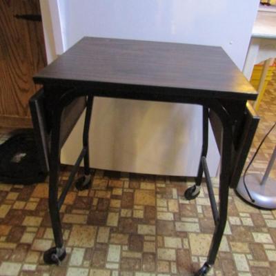 Wood Finish Drop Leaf Table with Metal Frame