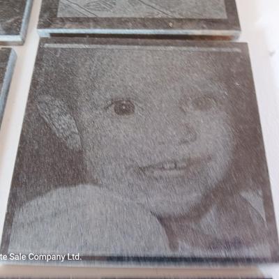 Instant family ceramic tiles with faces and people lasered on them