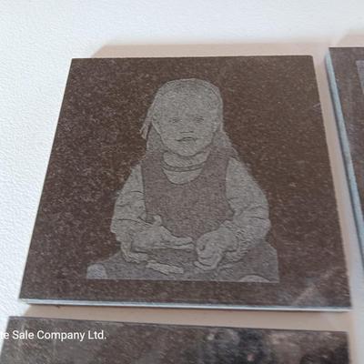 Instant family ceramic tiles with faces and people lasered on them