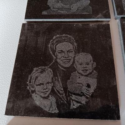 Instant family ceramic tiles with faces and people lasered on them