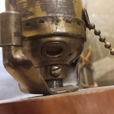 Beautiful working wood-based lamp with Colorado scenery shade