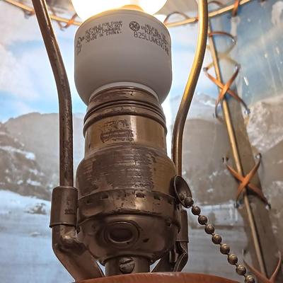 Beautiful working wood-based lamp with Colorado scenery shade