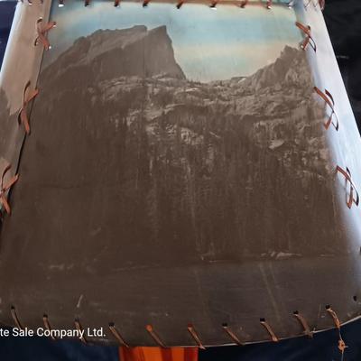 Beautiful working wood-based lamp with Colorado scenery shade