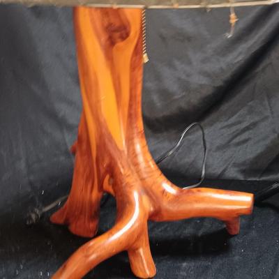 Beautiful working wood-based lamp with Colorado scenery shade