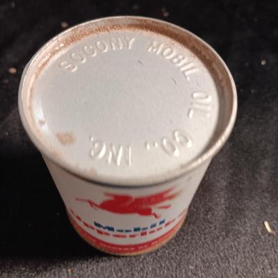 Vintage tins - Family brad and nail assortment and a Mobil Upper lube tin