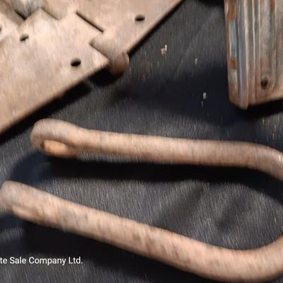Rusty old hinges, with door hardware