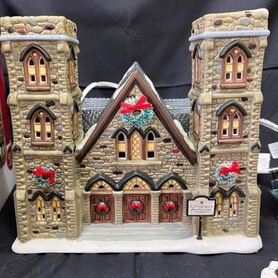 Kohl's The Village Collection Cathedral of Peace with Cars and Figures Lighted Christmas House 2004