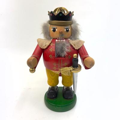 492  Erzgebirgische Volkskunst Seiffen Handarbeit wood Chubby German 13 inch Nutcracker King