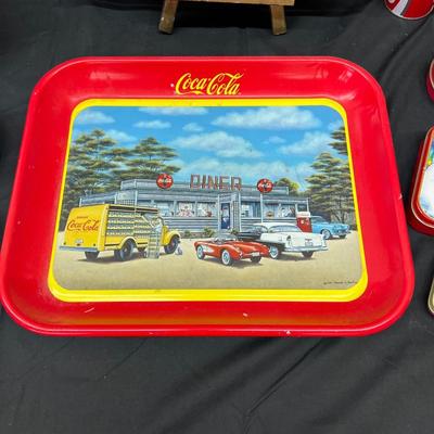 Coca Cola Coke Collector's Trays Pencel Sharpener, Car Tag, Tins