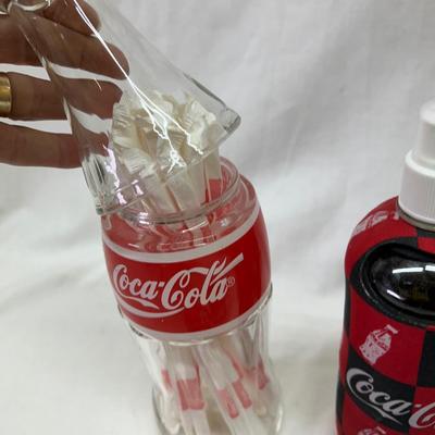 Coca Cola Coke Kitchen Assortment Straw Holder 1995, Sugar '92, Water Bottle, Steel Cup Glass Holders