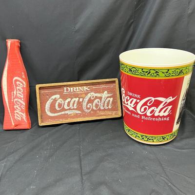 Coke Coca Cola Wooden Wall Decor and Waste Basket