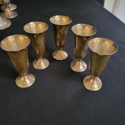 Sterling Silver and Glass Cordial Glasses and Trays (BR-DW)