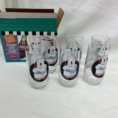 Coke Coca Cola Polar Bear Glasses 1997 Set 6 pc in Box