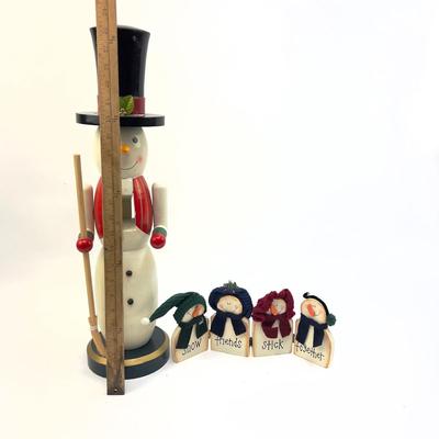 497 Large 23â€ Wooden Snowman Nutcracker with Small Wooden Sign