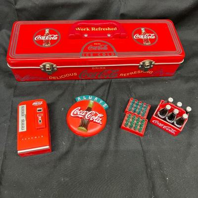Vintage Coke Coca-Cola Lot Magnets 1995 Tin Lock Box