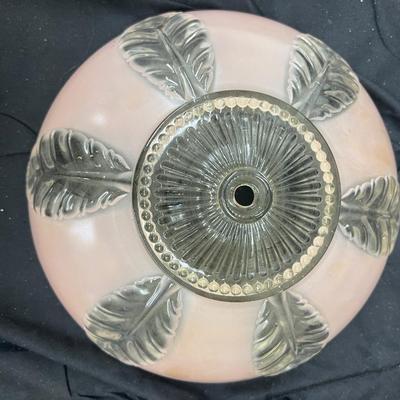 Beautiful Antique Pink Clear Light Cover Art Deco Shade 10"