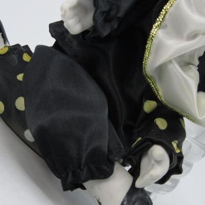 Retro Harlequin Jester Shelf Sitter Doll in Cross Legged Pose