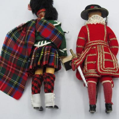 Vintage Peggy Nisbet Costume Dolls Royal Highlanders Black Watch Piper & British Empire Guard Beefeater