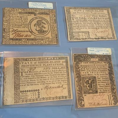 1770s/80s Continental Currency & Colonial Era Rhode Island Currency
