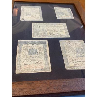 Pre Revolution Colonial Currency Lot 1775 Framed