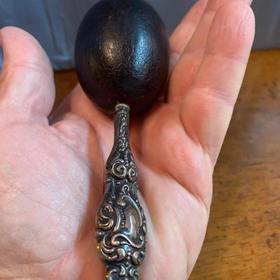 Antique Sterling Silver Handle Darning Egg