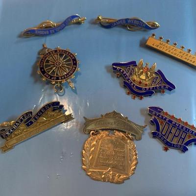 10k & 14k Antique Award Pins Lot DOR And More