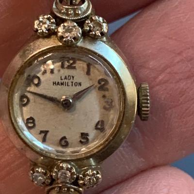 14k White Gold Vintage Ladies Hamilton Watch