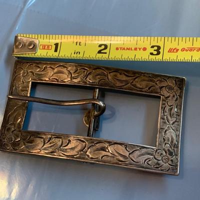 Early Antique Sterling Silver Belt Buckle - 3.5