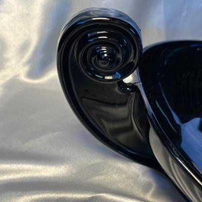 Fostoria Black Glass Console Bowl