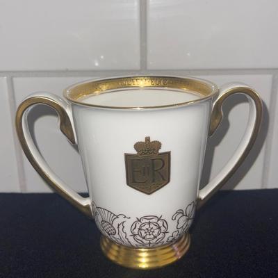 Minton John Wadsworth Queen Elizabeth II 1953 Coronation Beaker , Lidded Trinket,Cups