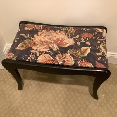 341 Vintage Vanity Bench with Floral Upholstery