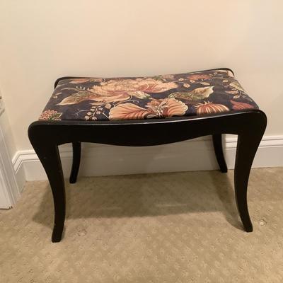 341 Vintage Vanity Bench with Floral Upholstery