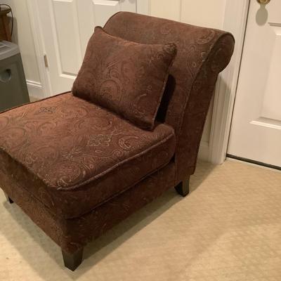 342 Paisley Print Upholstered Armless Chair with Matching Paisley Pillows