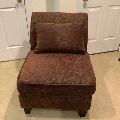 342 Paisley Print Upholstered Armless Chair with Matching Paisley Pillows