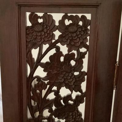 287 Vintage 5 Panel Hand Carved Rosewood Room Divider