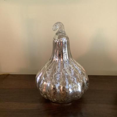 293 Mercury Glass Fall Decor, Pumpkin, Gourd, with Pumpkin Candle Holder