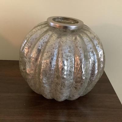 293 Mercury Glass Fall Decor, Pumpkin, Gourd, with Pumpkin Candle Holder