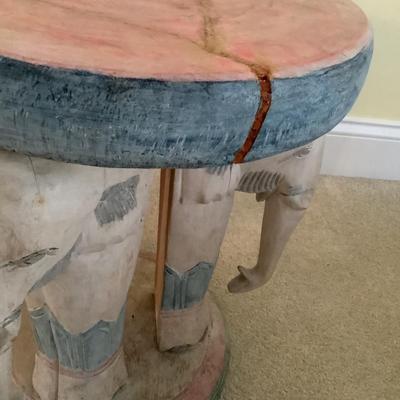 295 Elephant Carved Table with Mirror Top