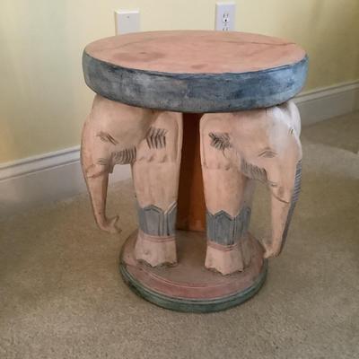 295 Elephant Carved Table with Mirror Top