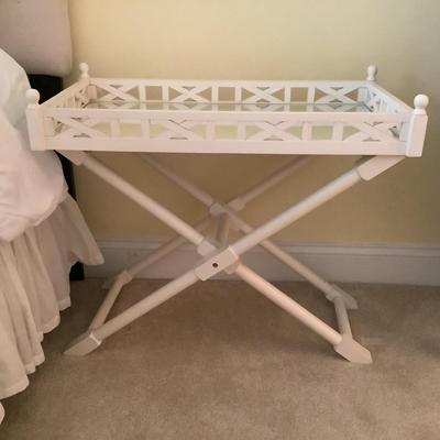 299 Decorative White Tray Table with Mirror Bottom