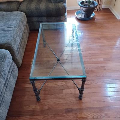 3pc MCM Glass Top Iron Side Table