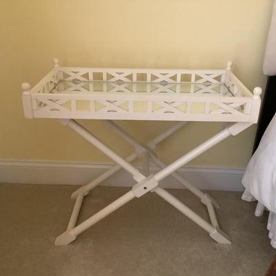 301 White Decorative Mirror Tray Table with Mirror Top