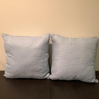320 Lot of 4 Pillows Two Light Blue and Two Brown and White Accent Pillows